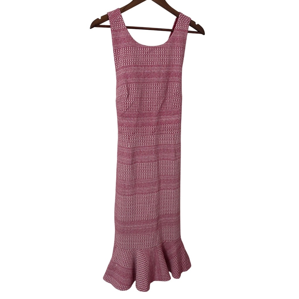 Banana Republic Flounce Hem Dress Women 4 Tall Red White Feminine Mermaid Office - Picture 3 of 9